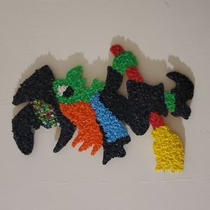 Witch on Broom Holiday Decor Plastic Popcorn 1970s La Befana Decoration